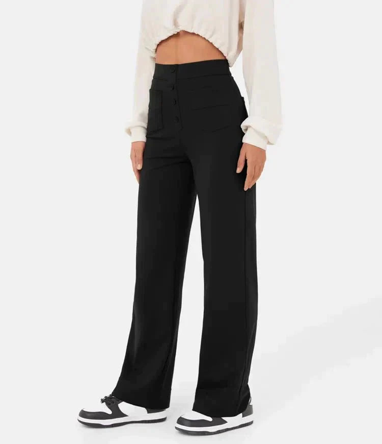 Mandy™ elastische broek met hoge taille